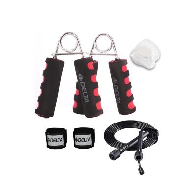 2 Adet Boks Kickbox Muay Thai Sanda El Bandajı Boks Dişliği 2 Adet Süngerli El Yayı Atlama İpi