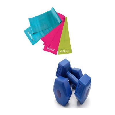 2 Kg x 2 Adet Plastik Dambıl 3'lü Pilates Bandı Mavi