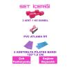 2 Adet Pilates Bandı Atlama ipi Ve 1 Kg Dambıl Çiftli Set