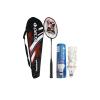 Fiberglass Tek Parça Badminton Raketi + Çantası + 6 Adet Kaz Tüyü Deluxe Badminton Topu Seti